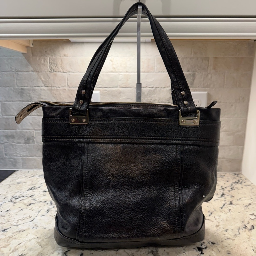 Kate Spade EUC Vintage Bronzed Black Leather Shoulder Bag - Picture 2 of 10